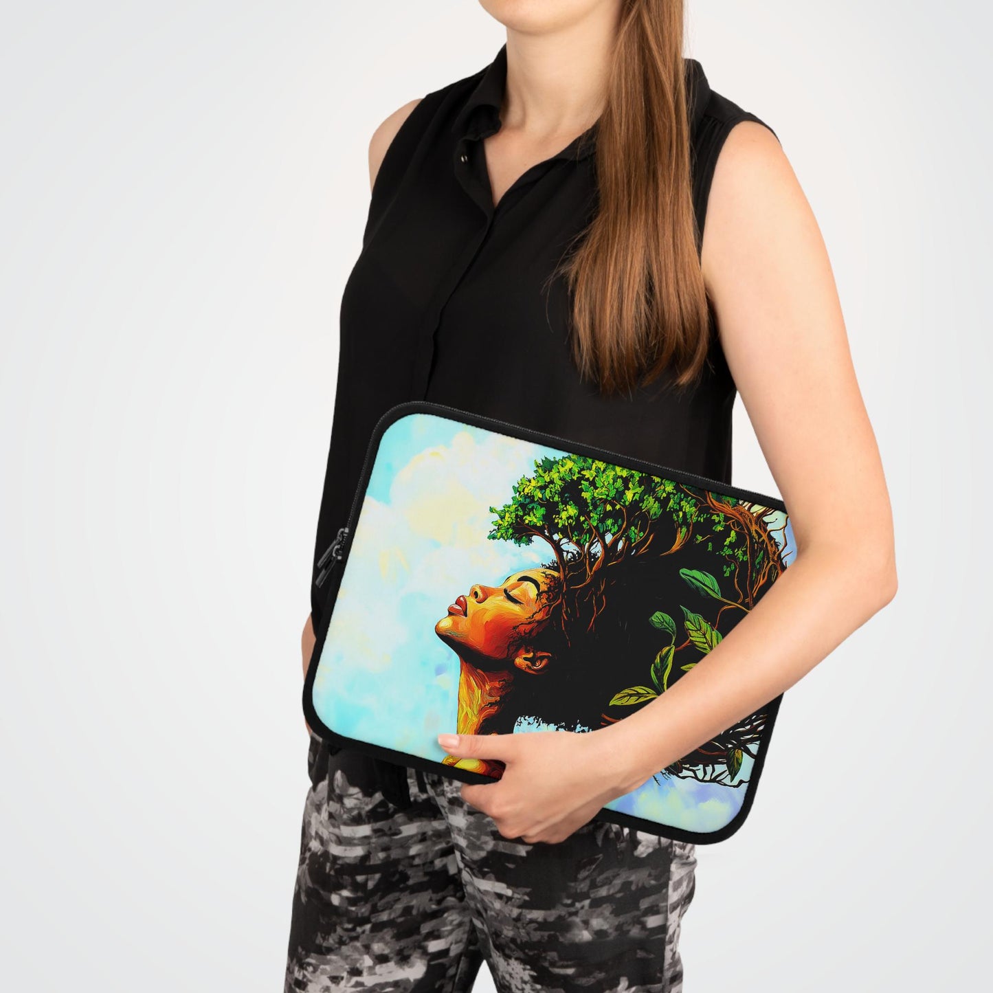 Mother Earth African American Woman Laptop Sleeve: Protective Tech Case