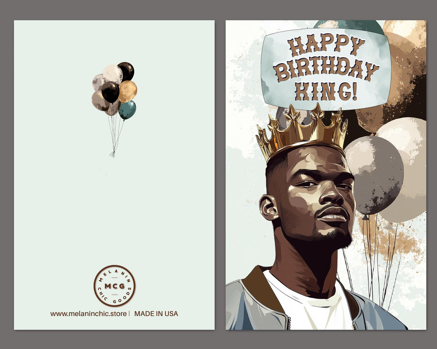 Happy Birthday King Card: Melanin Black Men Greeting Card