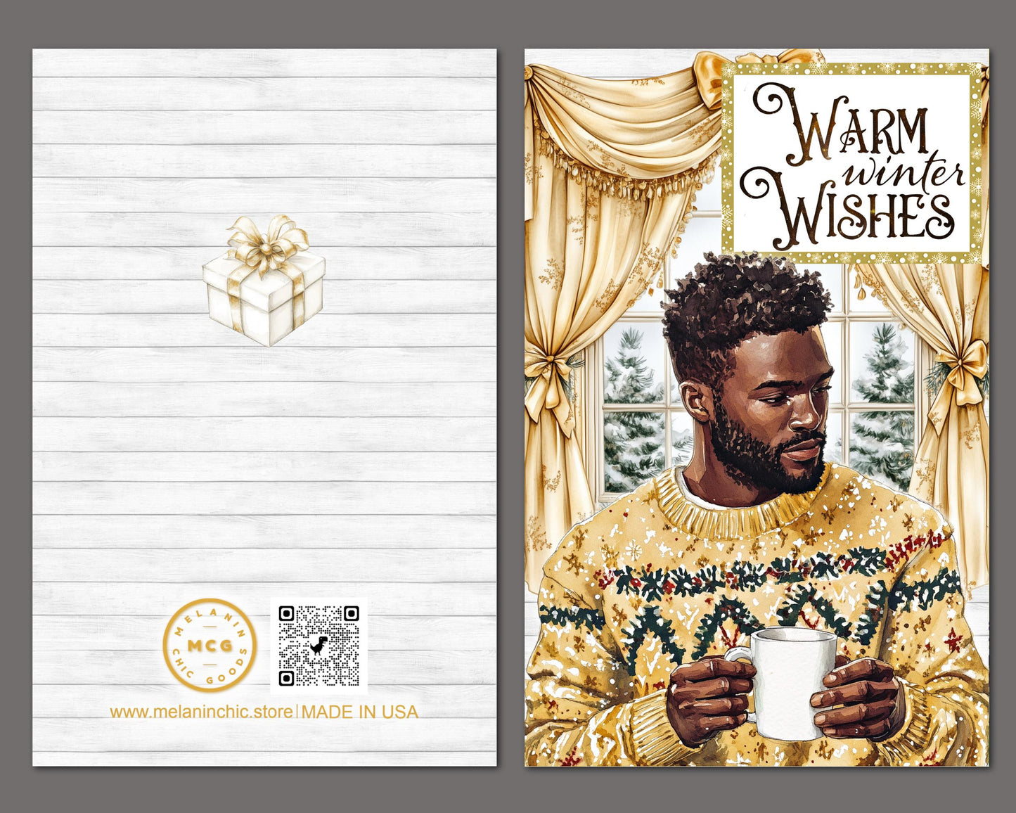 Melanin Christmas Greeting Card: Black Man Holiday Card