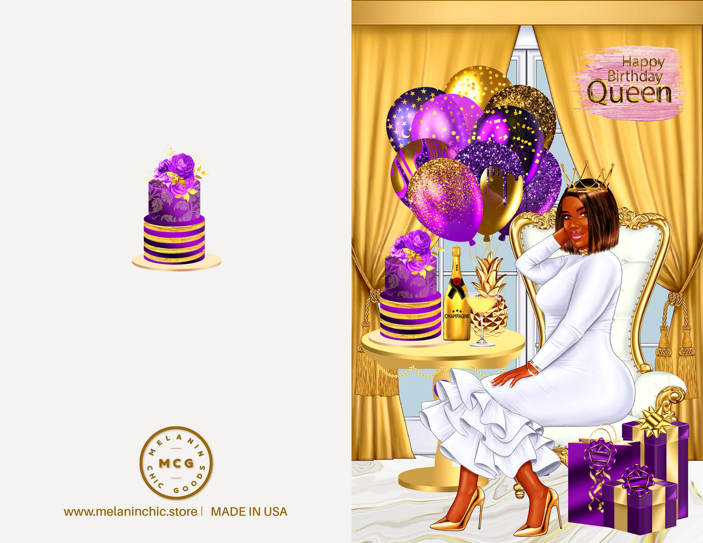 Happy Birthday Queen, Black Greeting Cards