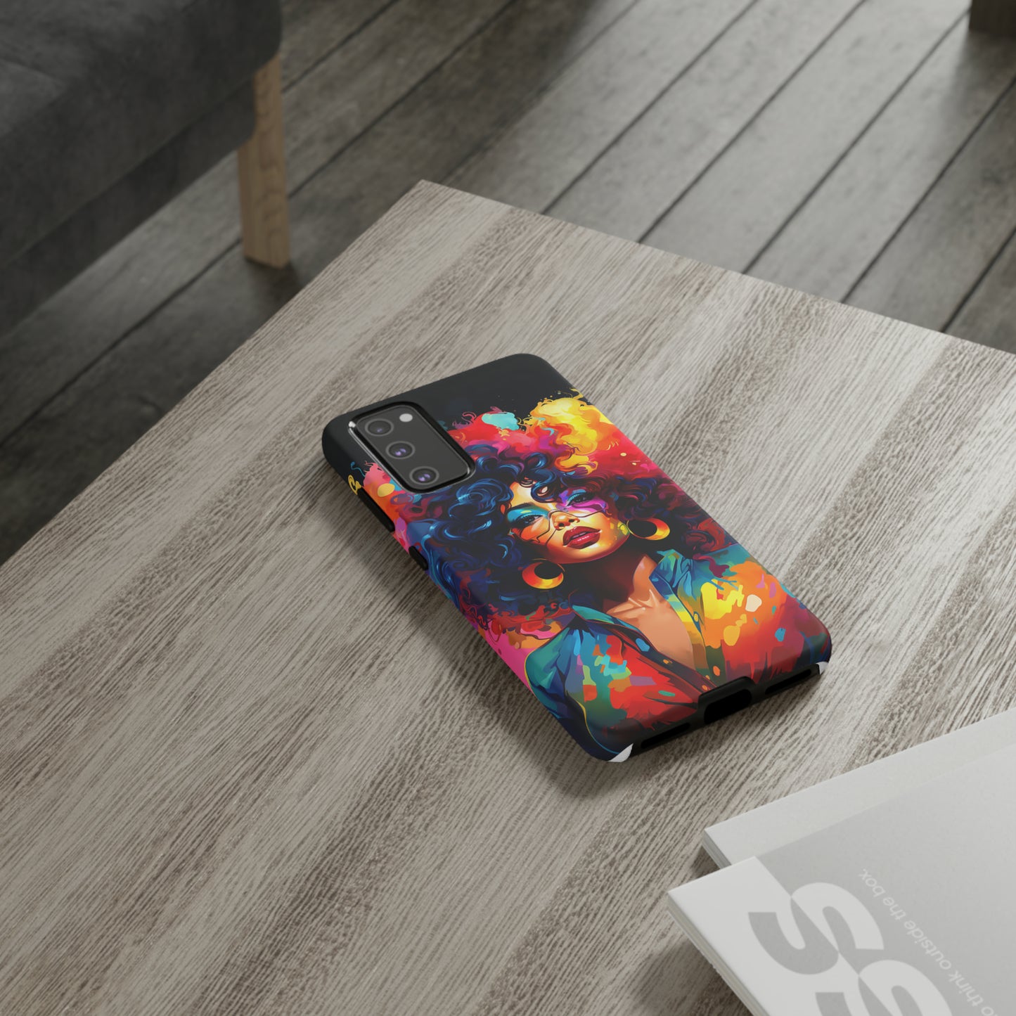 Rainbow Diva Phone Case, iPhone 15, Samsung Galaxy, Google Pixel, African American Phone Case, Black Girl Gift, Melanin Phone Case