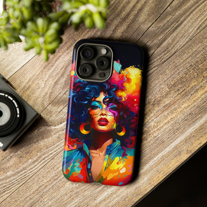 Rainbow Diva Phone Case, iPhone 15, Samsung Galaxy, Google Pixel, African American Phone Case, Black Girl Gift, Melanin Phone Case