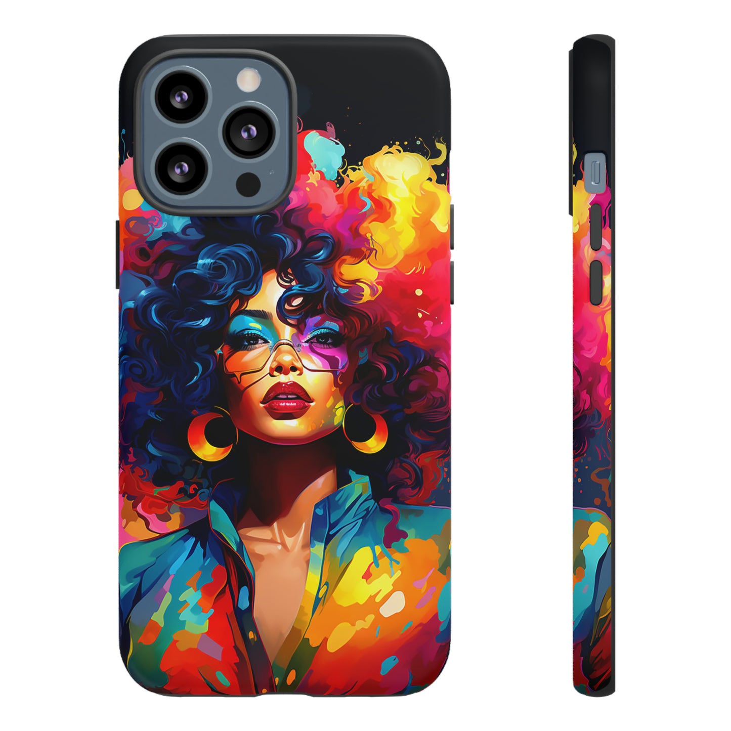 Rainbow Diva Phone Case, iPhone 15, Samsung Galaxy, Google Pixel, African American Phone Case, Black Girl Gift, Melanin Phone Case