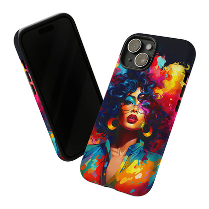 Rainbow Diva Phone Case, iPhone 15, Samsung Galaxy, Google Pixel, African American Phone Case, Black Girl Gift, Melanin Phone Case