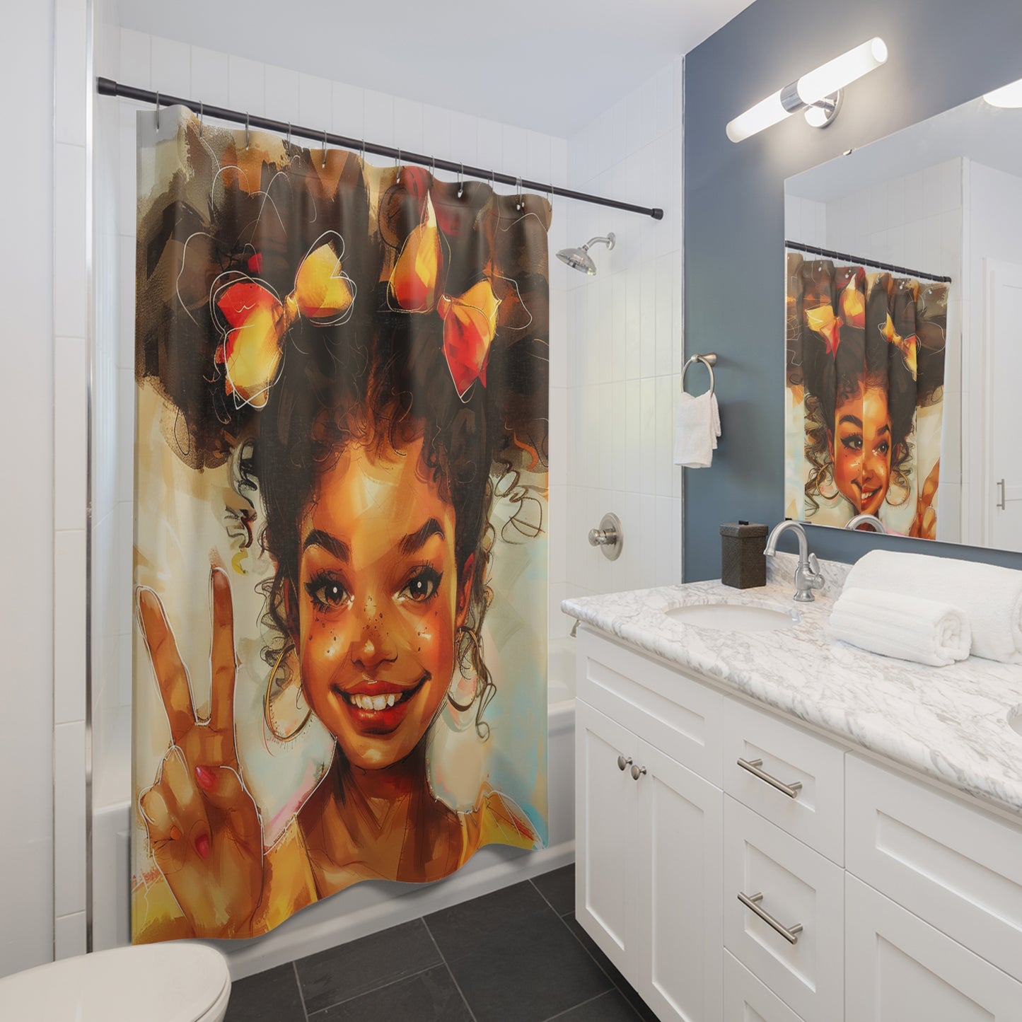 Peace Girl African American Shower Curtain