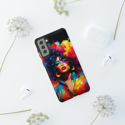 Rainbow Diva Phone Case, iPhone 15, Samsung Galaxy, Google Pixel, African American Phone Case, Black Girl Gift, Melanin Phone Case