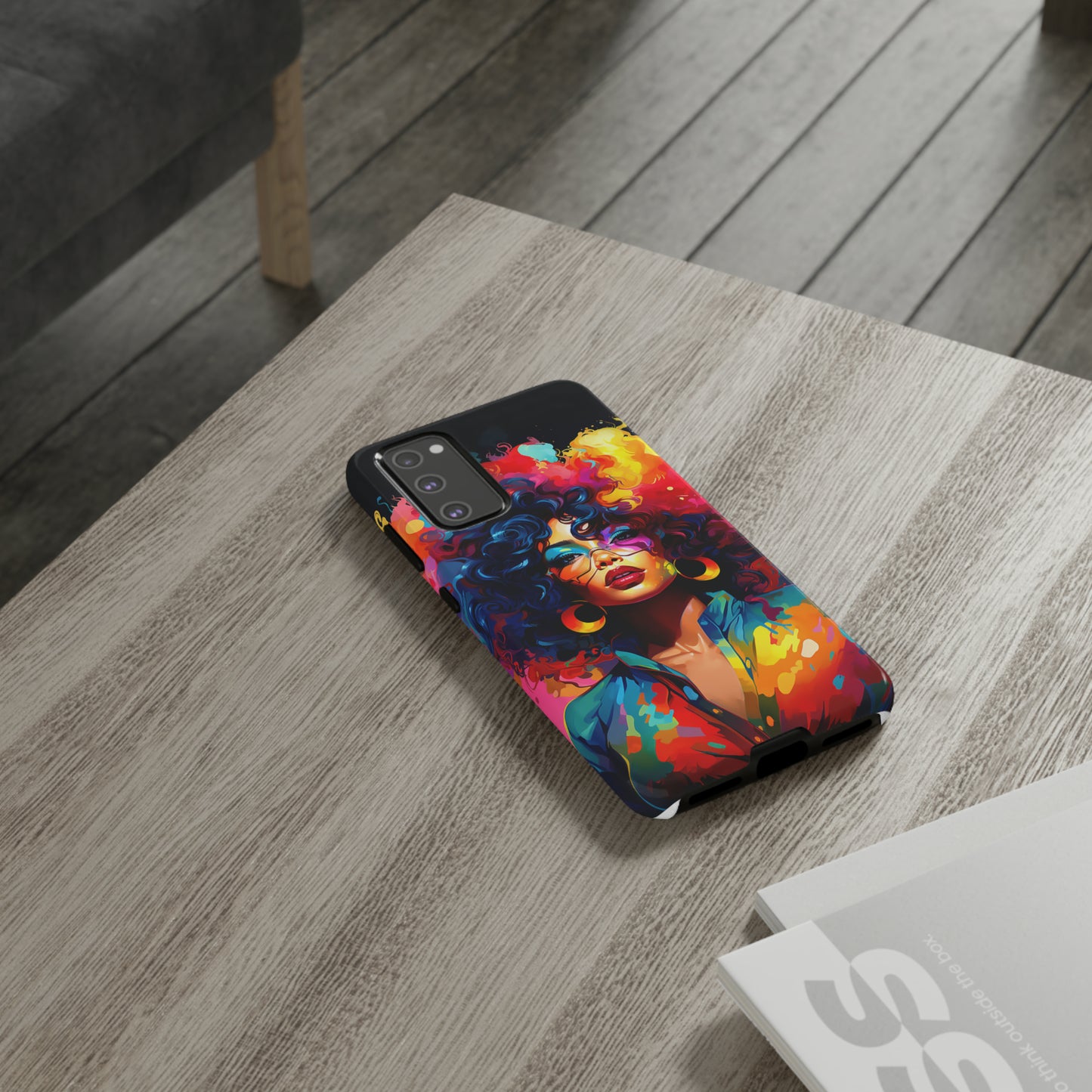 Rainbow Diva Phone Case, iPhone 15, Samsung Galaxy, Google Pixel, African American Phone Case, Black Girl Gift, Melanin Phone Case