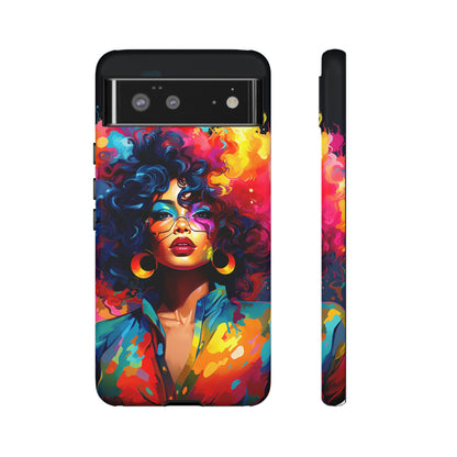 Rainbow Diva Phone Case, iPhone 15, Samsung Galaxy, Google Pixel, African American Phone Case, Black Girl Gift, Melanin Phone Case