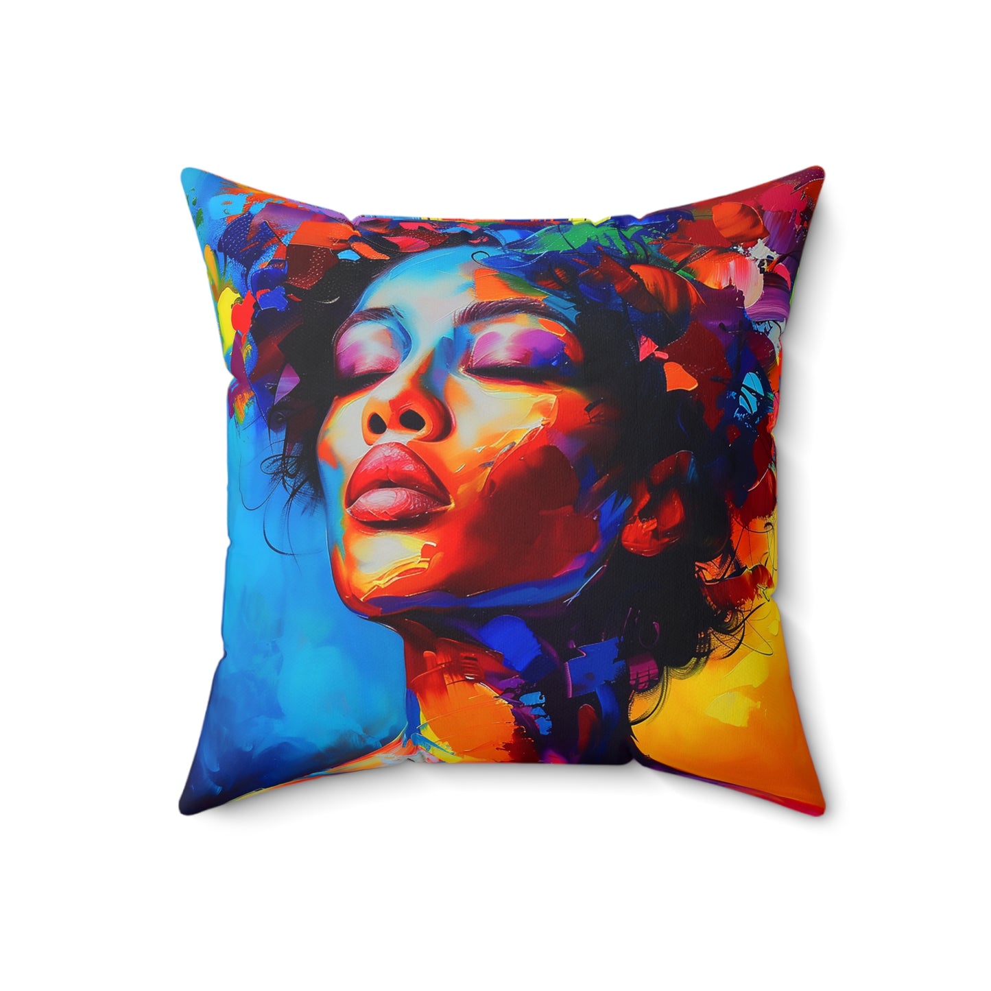 Colorful Melanin Abstract African American Pillow