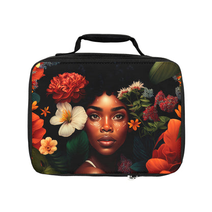 Brown Girl Flower African American Lunch Bag