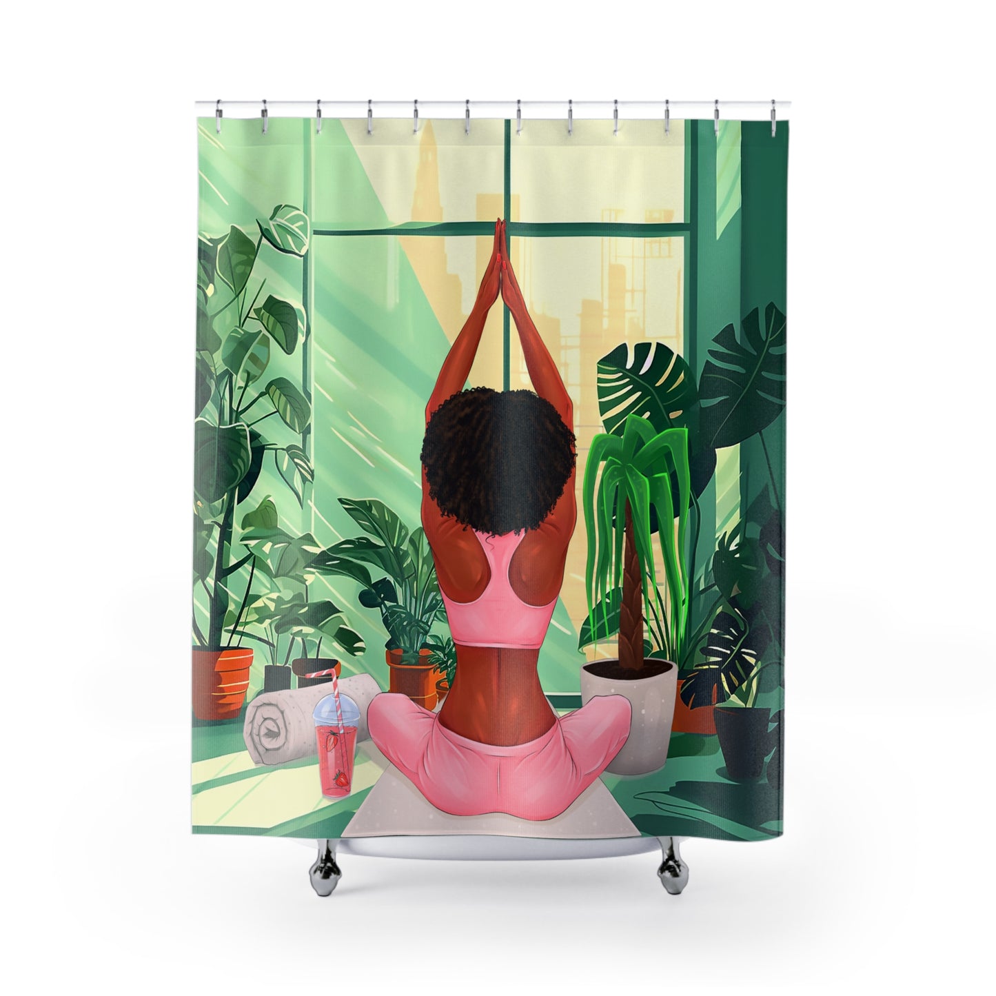 I Do Yoga African American Shower Curtain