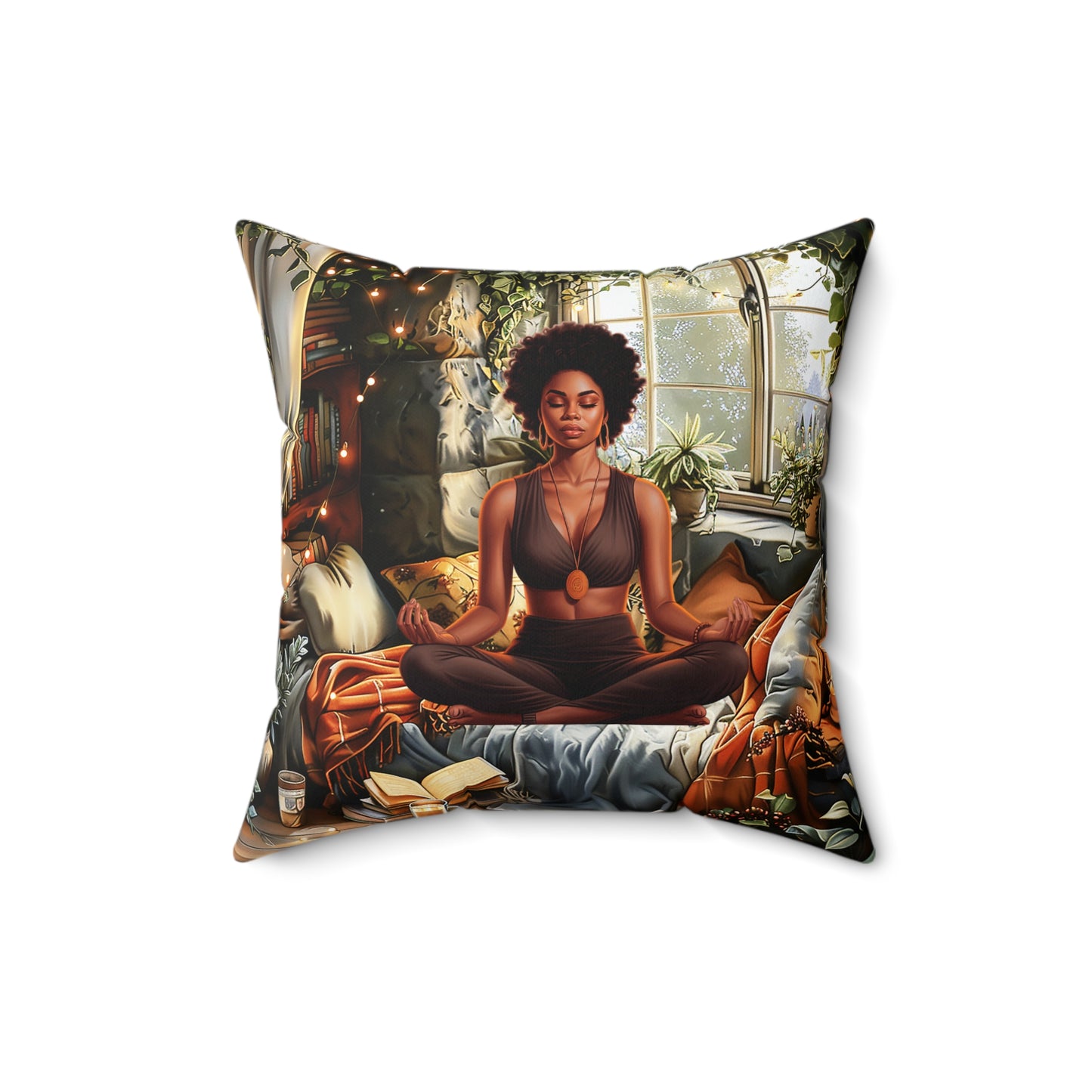 Let's Meditate African American Pillow