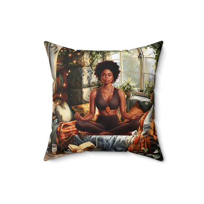 Let's Meditate African American Pillow