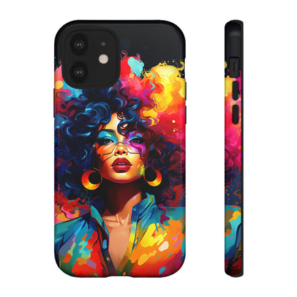 Rainbow Diva Phone Case, iPhone 15, Samsung Galaxy, Google Pixel, African American Phone Case, Black Girl Gift, Melanin Phone Case