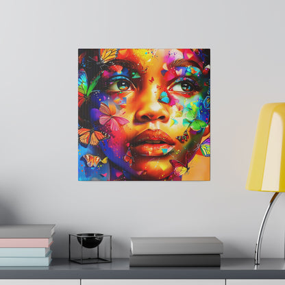 Butterfly Girl Abstract African American Canvas Art