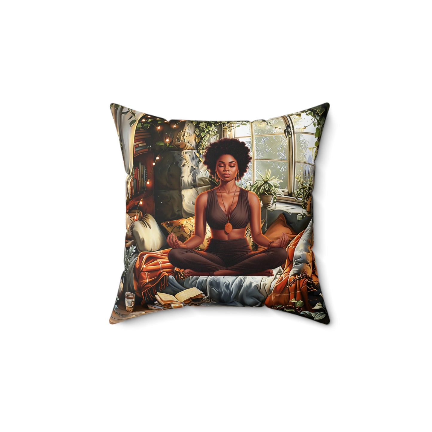 Let's Meditate African American Pillow