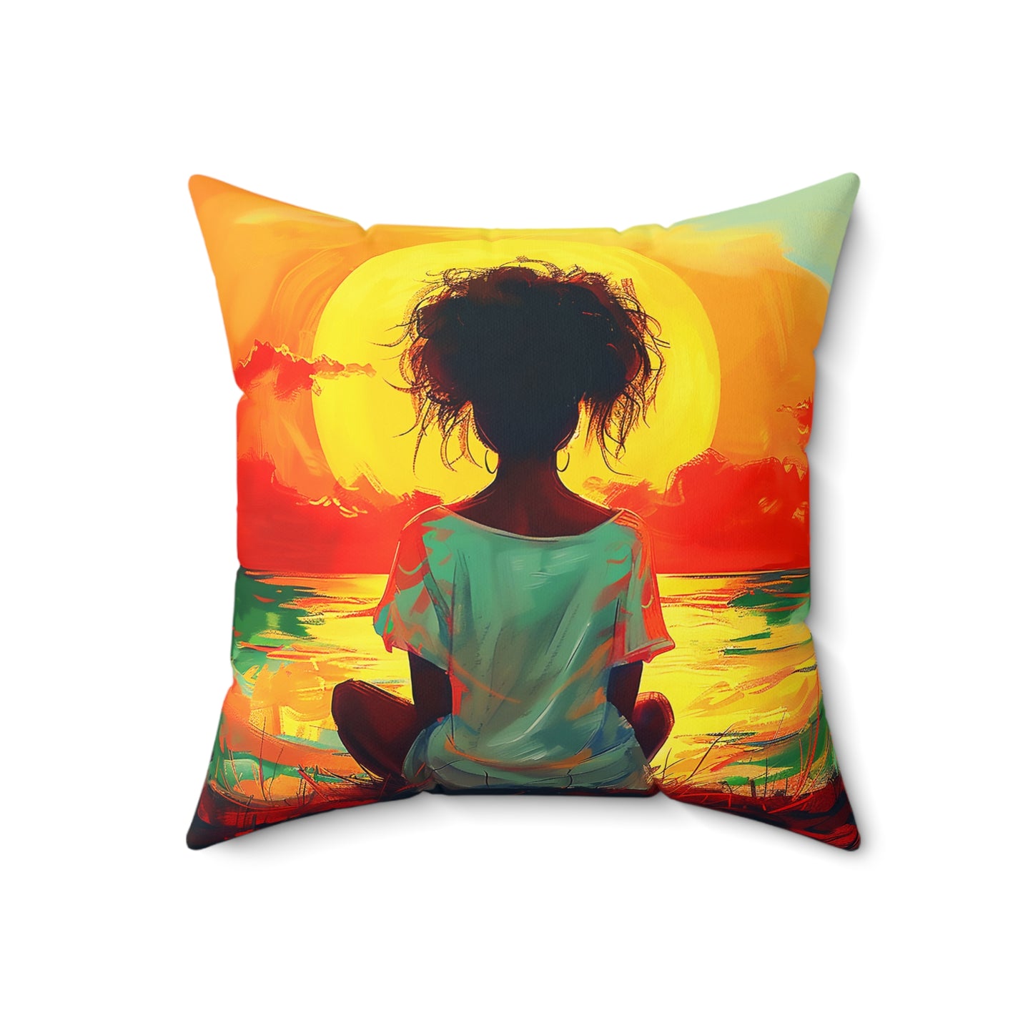 Sun Gazing African American Pillow