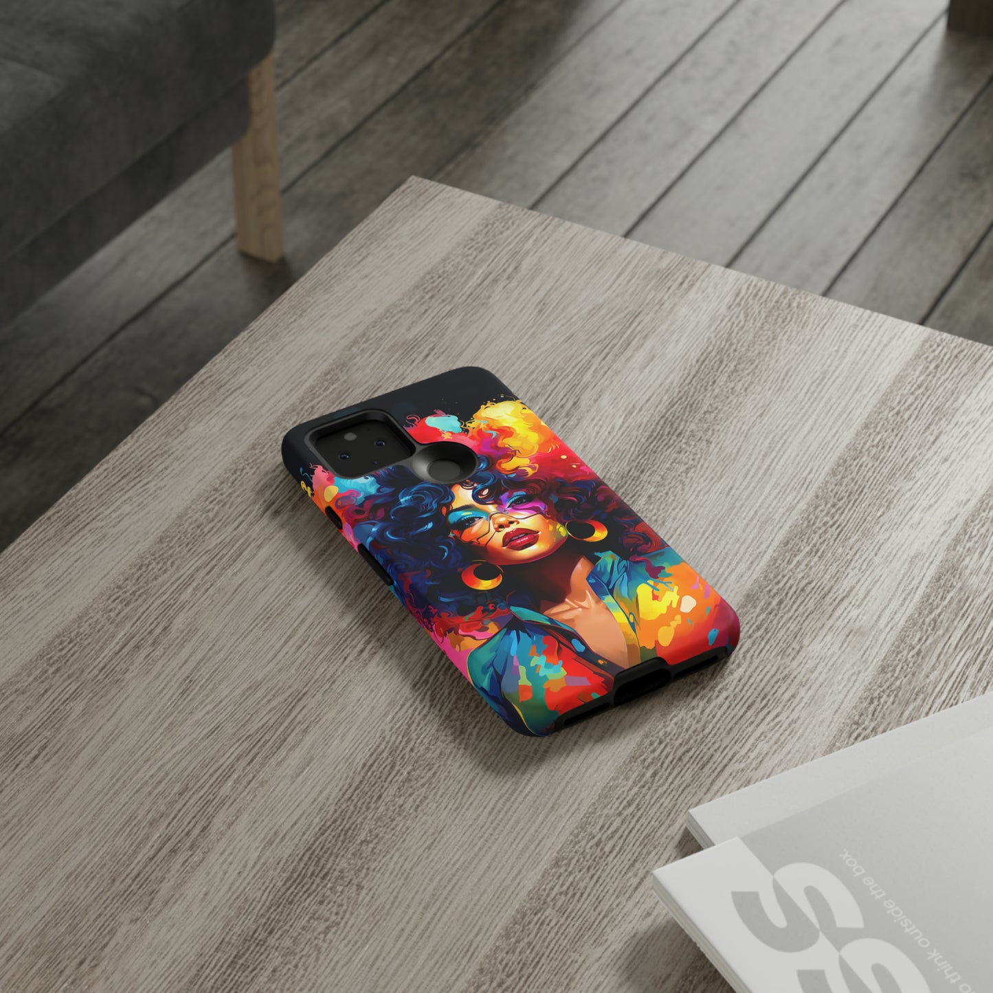 Rainbow Diva Phone Case, iPhone 15, Samsung Galaxy, Google Pixel, African American Phone Case, Black Girl Gift, Melanin Phone Case