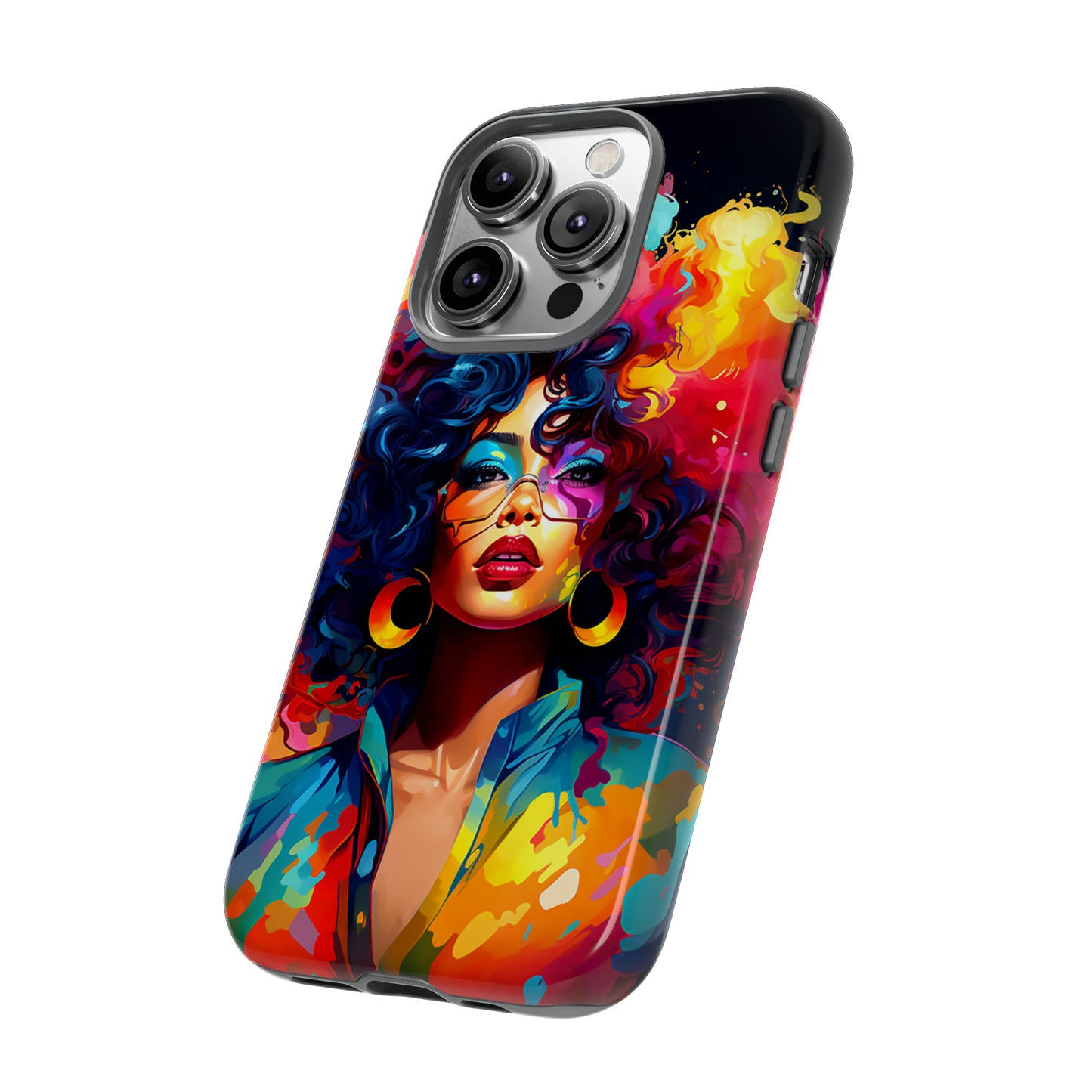 Rainbow Diva Phone Case, iPhone 15, Samsung Galaxy, Google Pixel, African American Phone Case, Black Girl Gift, Melanin Phone Case