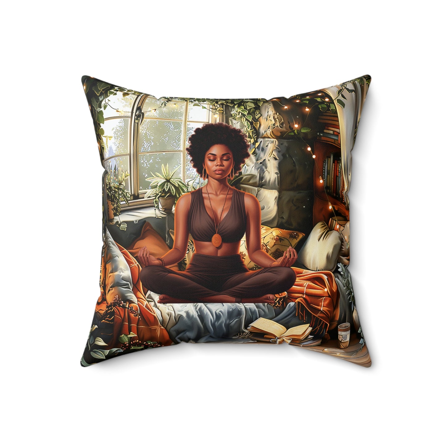 Let's Meditate African American Pillow