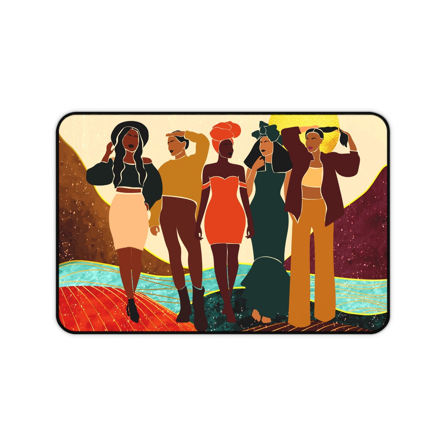 Boho Ladies Desk Mat, Gaming Mouse Pad, Long Mouse Pad, Gift for Black Woman, Black Girl Mouse Pad