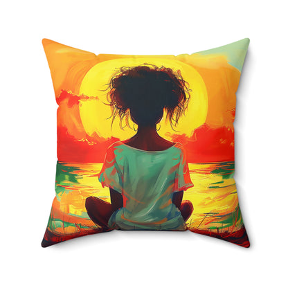 Sun Gazing African American Pillow