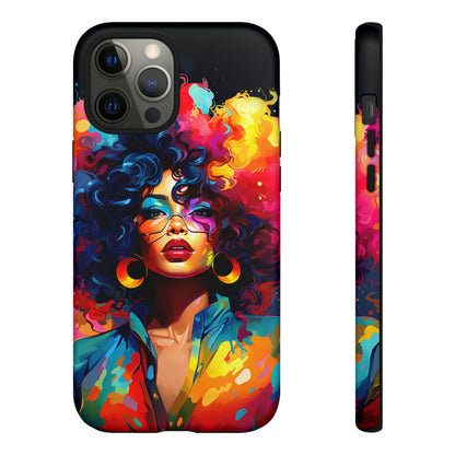 Rainbow Diva Phone Case, iPhone 15, Samsung Galaxy, Google Pixel, African American Phone Case, Black Girl Gift, Melanin Phone Case