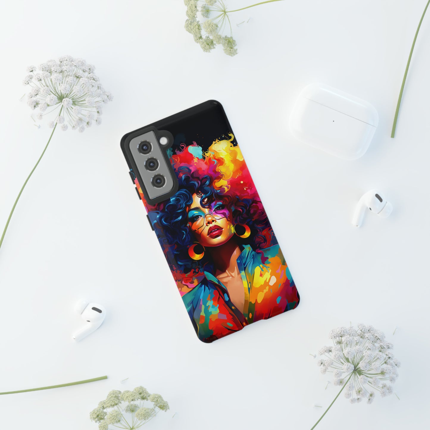 Rainbow Diva Phone Case, iPhone 15, Samsung Galaxy, Google Pixel, African American Phone Case, Black Girl Gift, Melanin Phone Case