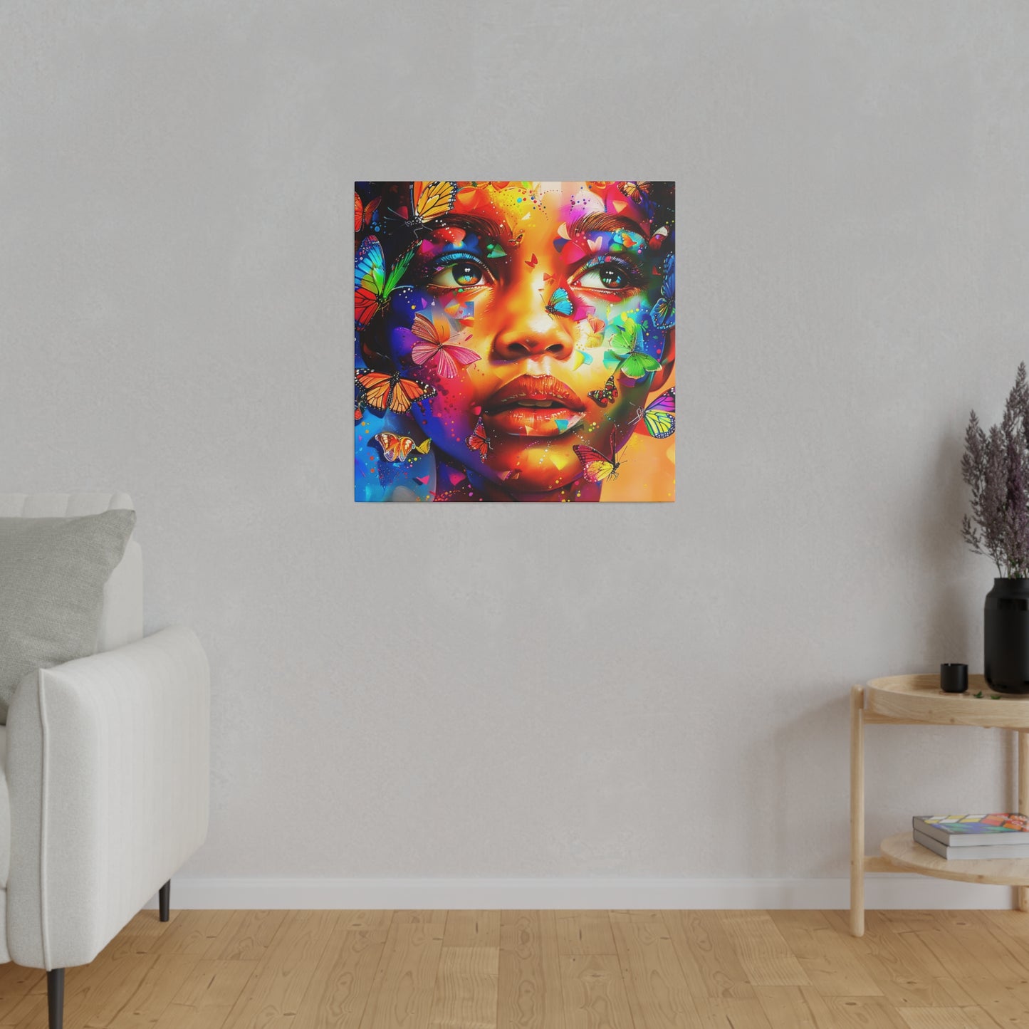 Butterfly Girl Abstract African American Canvas Art