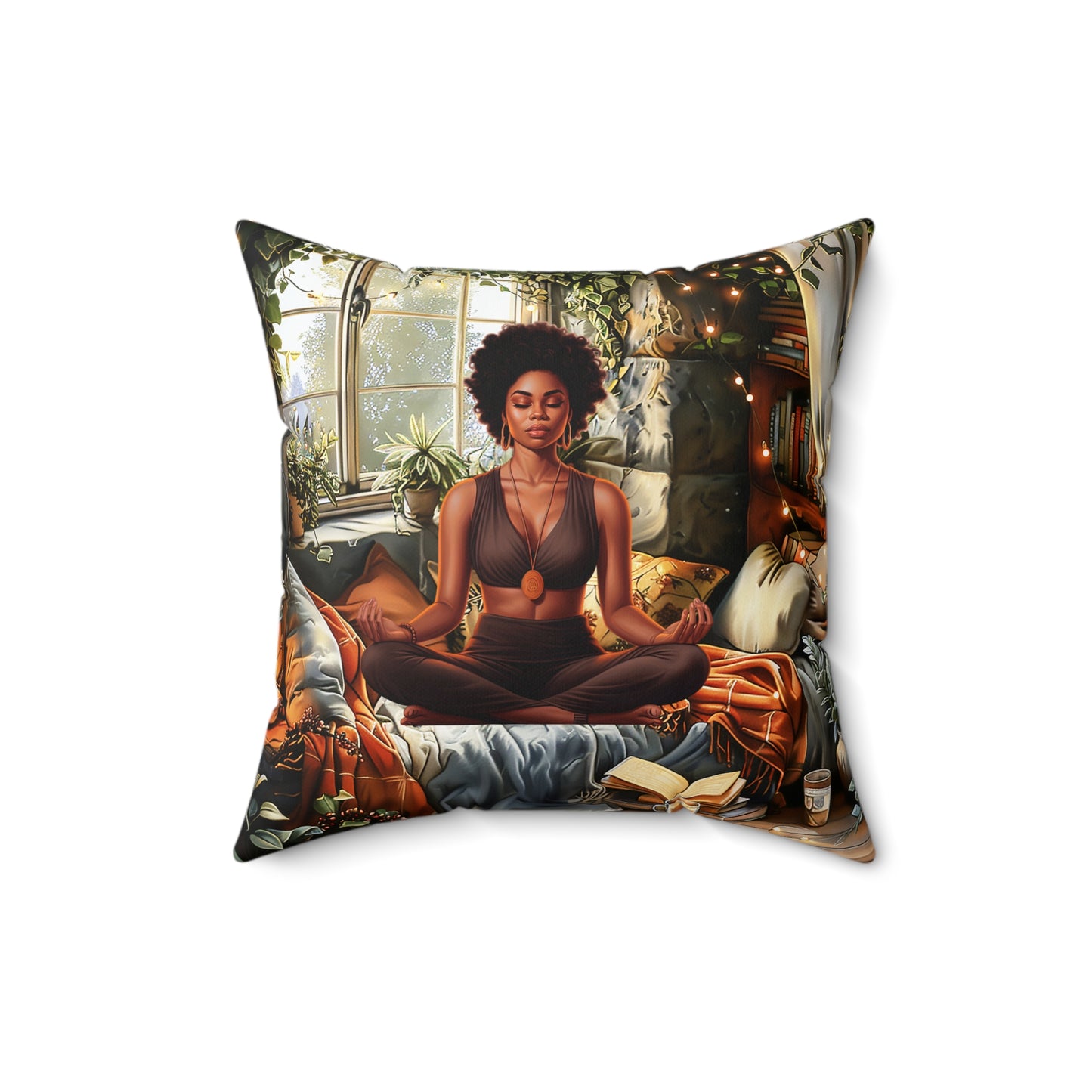 Let's Meditate African American Pillow