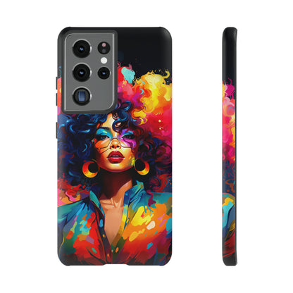 Rainbow Diva Phone Case, iPhone 15, Samsung Galaxy, Google Pixel, African American Phone Case, Black Girl Gift, Melanin Phone Case