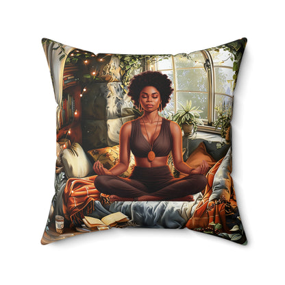 Let's Meditate African American Pillow