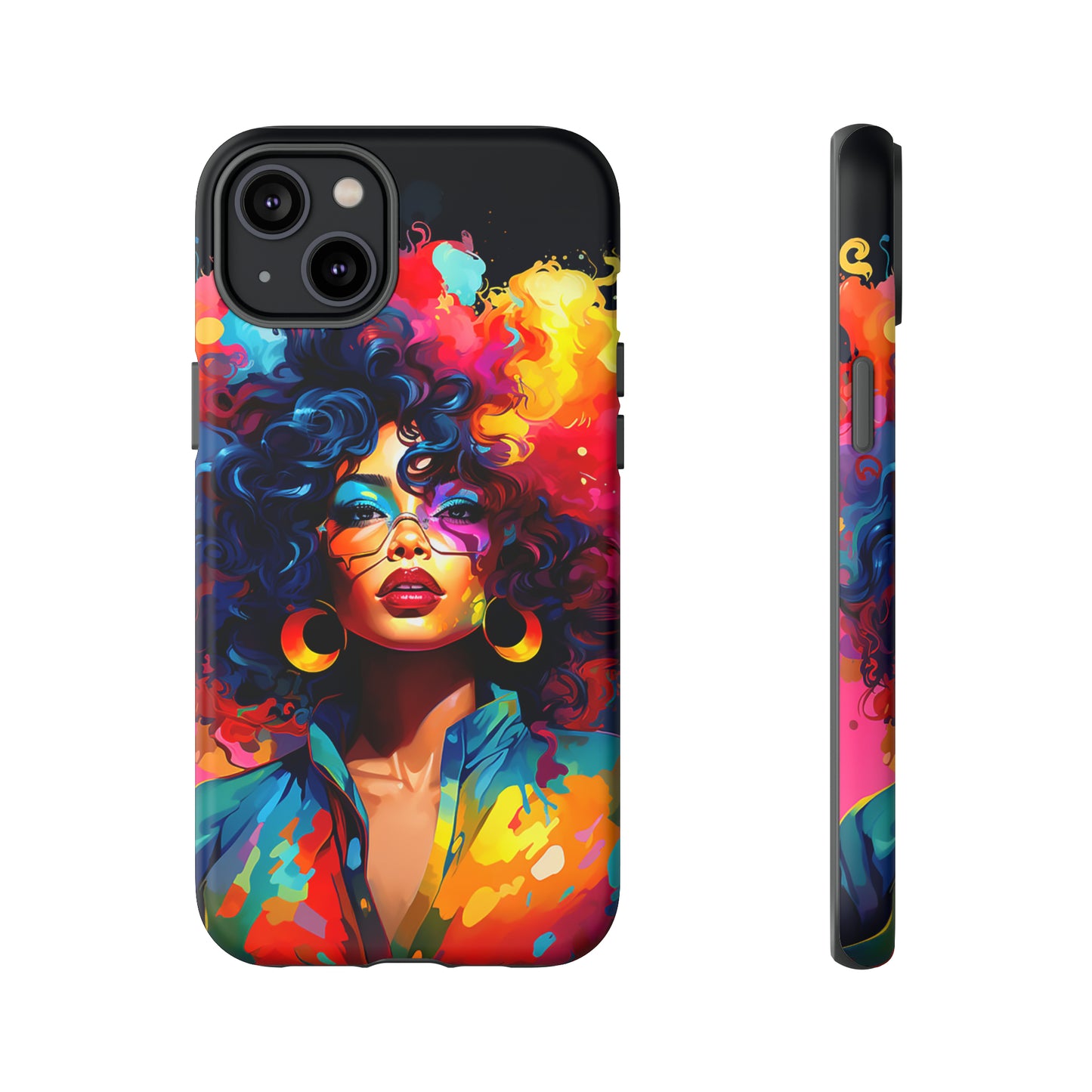 Rainbow Diva Phone Case, iPhone 15, Samsung Galaxy, Google Pixel, African American Phone Case, Black Girl Gift, Melanin Phone Case