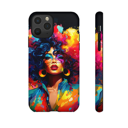 Rainbow Diva Phone Case, iPhone 15, Samsung Galaxy, Google Pixel, African American Phone Case, Black Girl Gift, Melanin Phone Case