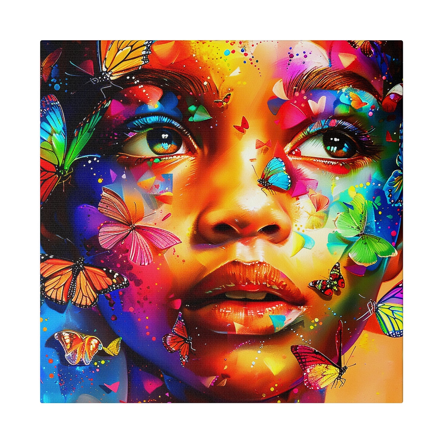 Butterfly Girl Abstract African American Canvas Art