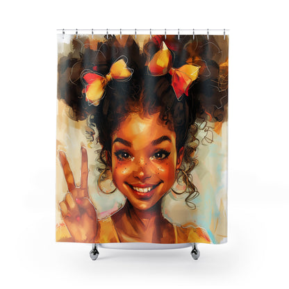 Peace Girl African American Shower Curtain