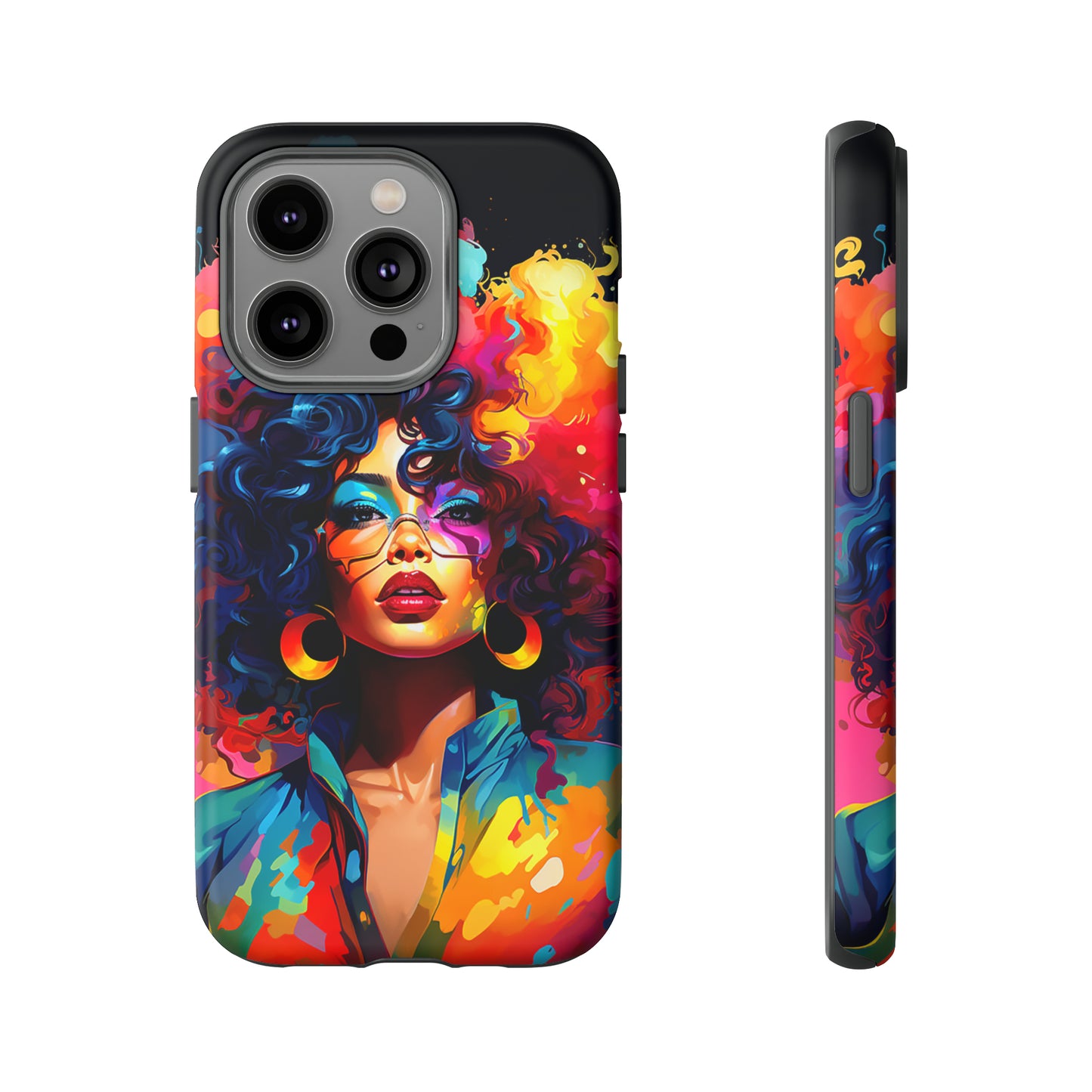 Rainbow Diva Phone Case, iPhone 15, Samsung Galaxy, Google Pixel, African American Phone Case, Black Girl Gift, Melanin Phone Case