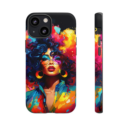 Rainbow Diva Phone Case, iPhone 15, Samsung Galaxy, Google Pixel, African American Phone Case, Black Girl Gift, Melanin Phone Case