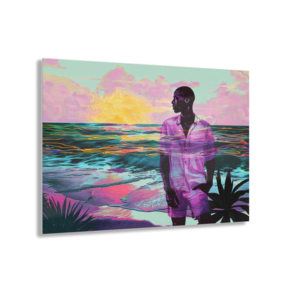 Out at Sea African American Glass Canvas Acrylic Prints Home Decor