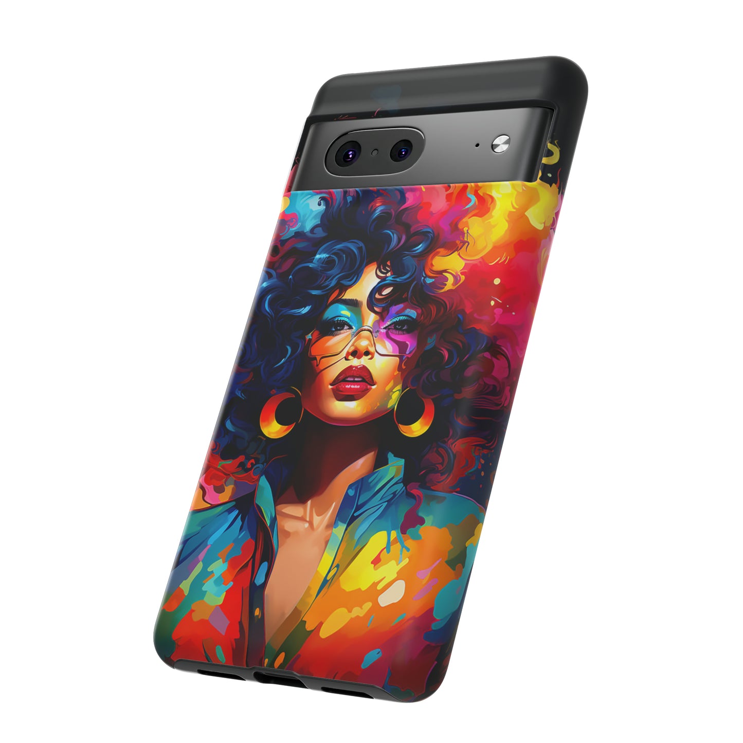 Rainbow Diva Phone Case, iPhone 15, Samsung Galaxy, Google Pixel, African American Phone Case, Black Girl Gift, Melanin Phone Case