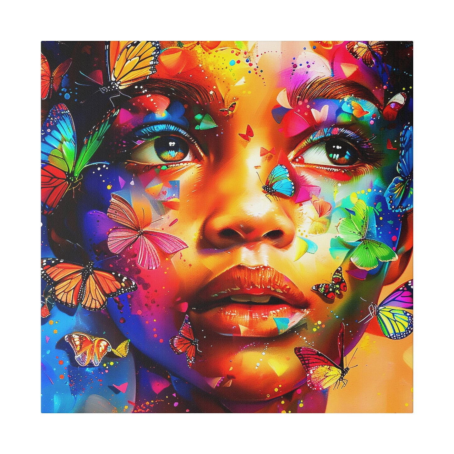 Butterfly Girl Abstract African American Canvas Art