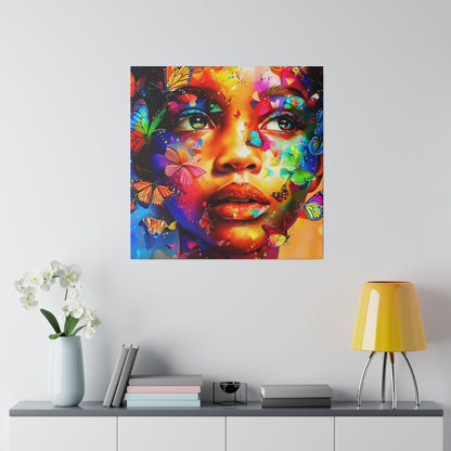 Butterfly Girl Abstract African American Canvas Art