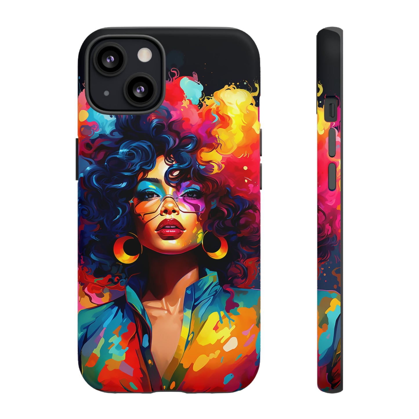 Rainbow Diva Phone Case, iPhone 15, Samsung Galaxy, Google Pixel, African American Phone Case, Black Girl Gift, Melanin Phone Case