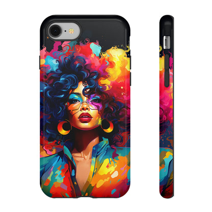 Rainbow Diva Phone Case, iPhone 15, Samsung Galaxy, Google Pixel, African American Phone Case, Black Girl Gift, Melanin Phone Case