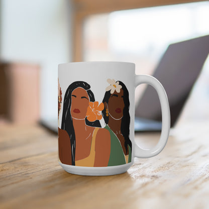 Melanin Flower Girls African American Mug 15oz