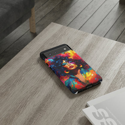 Rainbow Diva Phone Case, iPhone 15, Samsung Galaxy, Google Pixel, African American Phone Case, Black Girl Gift, Melanin Phone Case