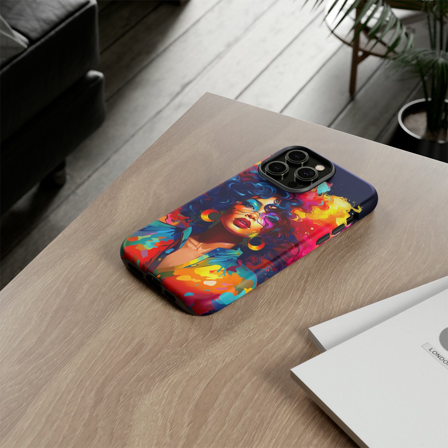 Rainbow Diva Phone Case, iPhone 15, Samsung Galaxy, Google Pixel, African American Phone Case, Black Girl Gift, Melanin Phone Case