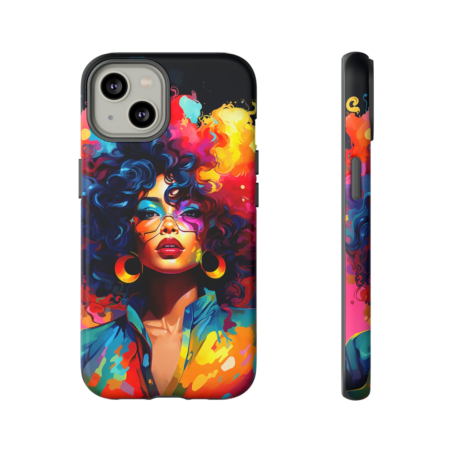 Rainbow Diva Phone Case, iPhone 15, Samsung Galaxy, Google Pixel, African American Phone Case, Black Girl Gift, Melanin Phone Case