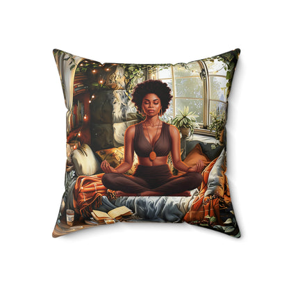 Let's Meditate African American Pillow