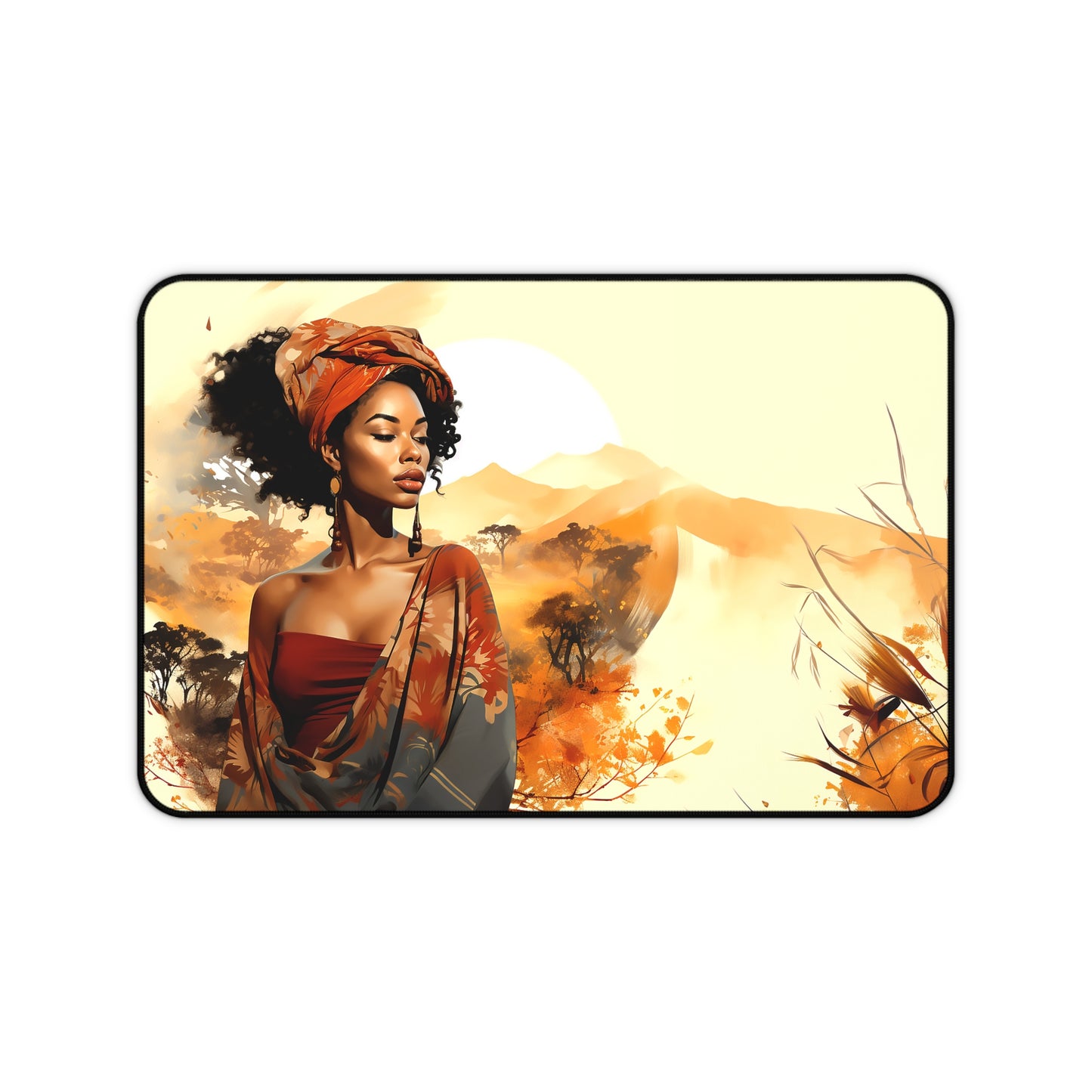 Peaceful Walk African American Desk Mat, Gaming Mouse Pad, Long Mouse Pad, Gift for Black Woman, Black Girl Mouse Pad